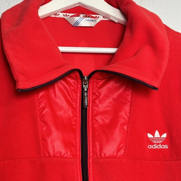 Adidas Fleece Zip Up Jacket Womens Size Large Zippered Pockets - Picture 3 of 10